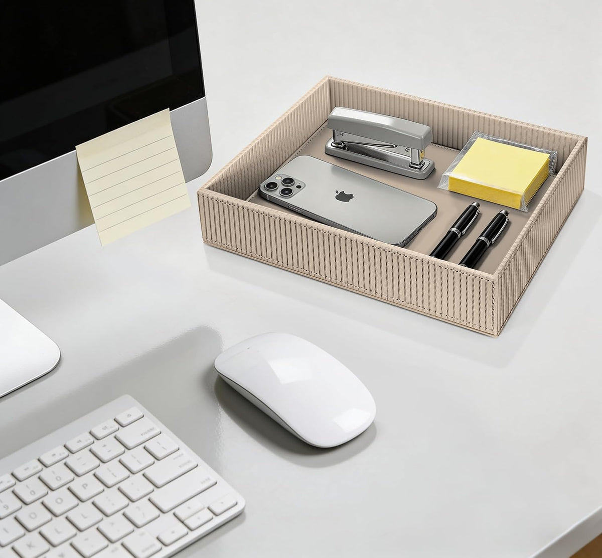 Valet Tray Desk Organizer PU Leather Catchall