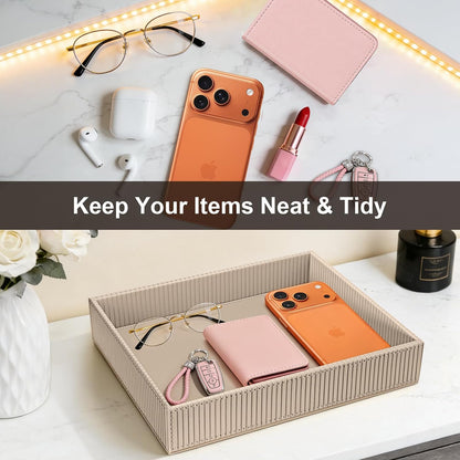 Valet Tray Desk Organizer PU Leather Catchall