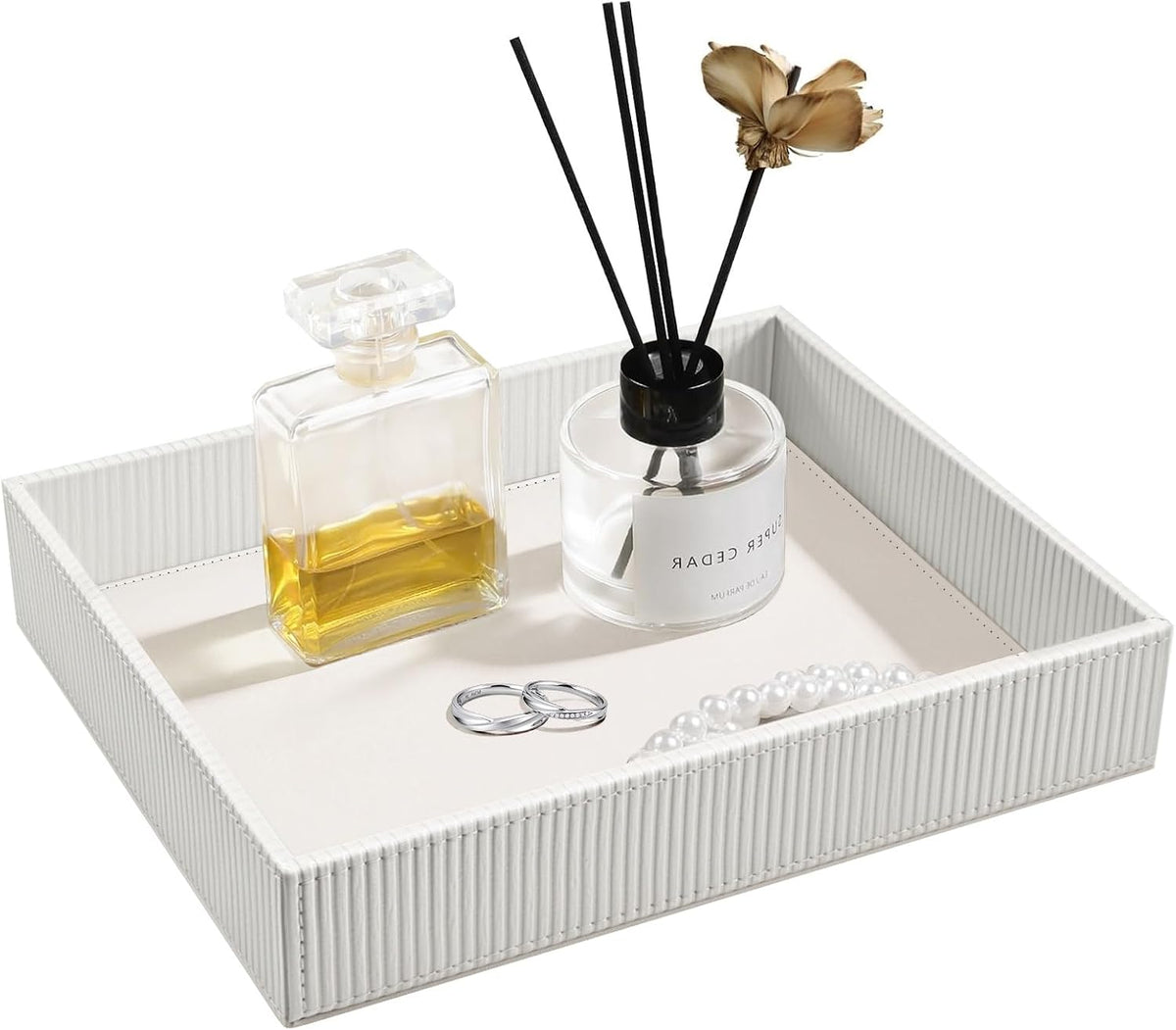 Valet Tray Desk Organizer PU Leather Catchall
