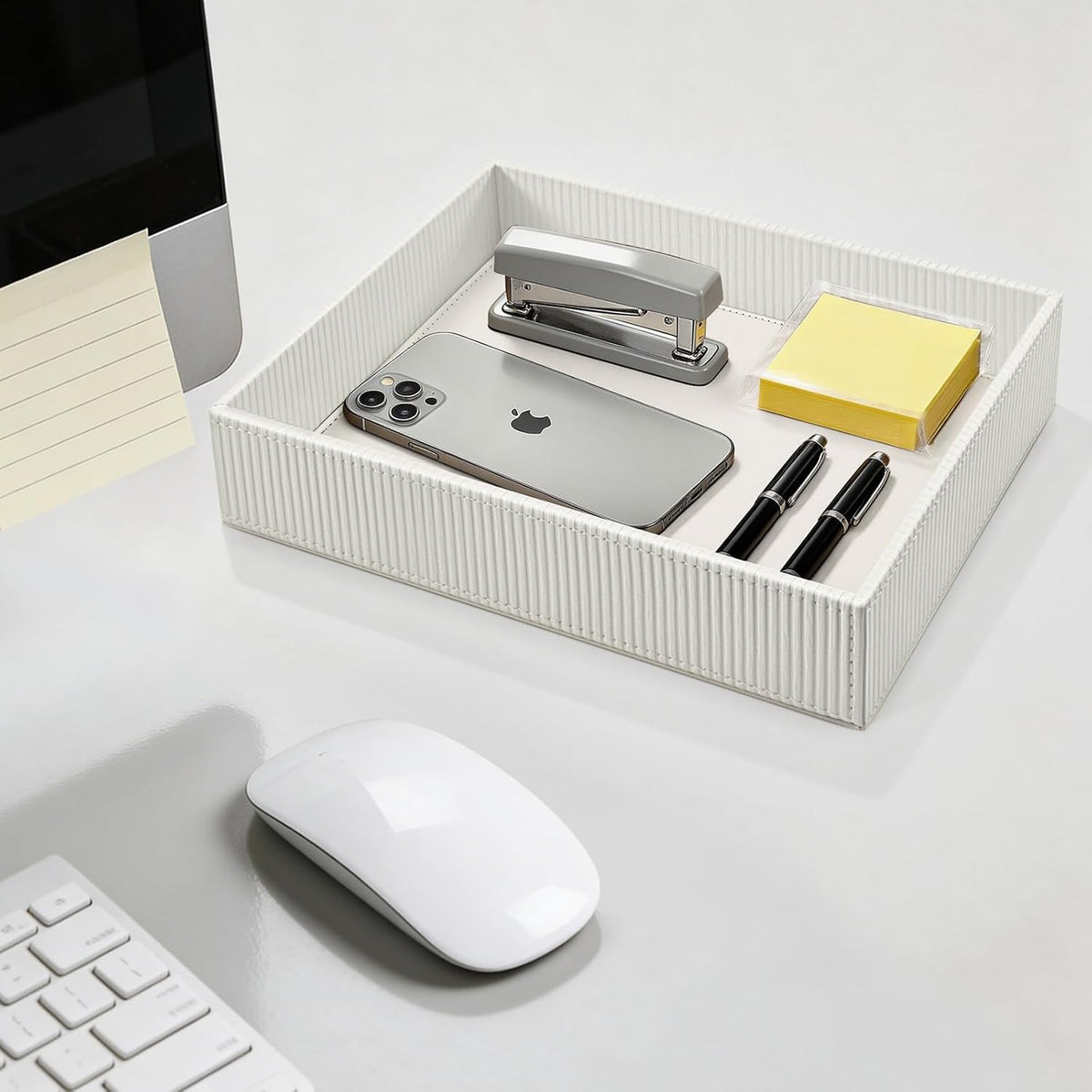 Valet Tray Desk Organizer PU Leather Catchall