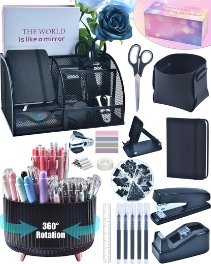 LXEVIHK Pink Desk Accessories 21-Piece Office Supplies Gift Set for Women