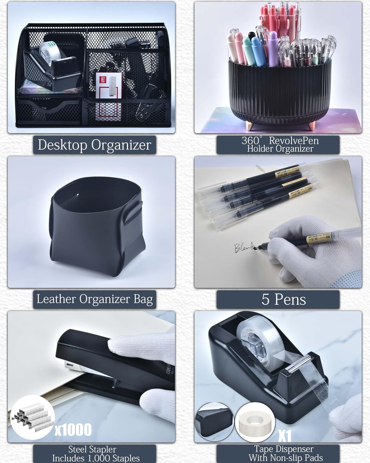 LXEVIHK Pink Desk Accessories 21-Piece Office Supplies Gift Set for Women