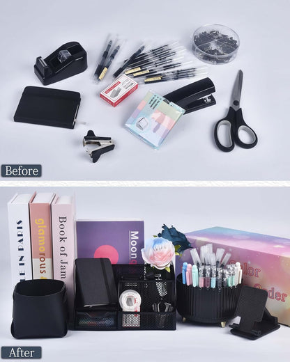 LXEVIHK Pink Desk Accessories 21-Piece Office Supplies Gift Set for Women