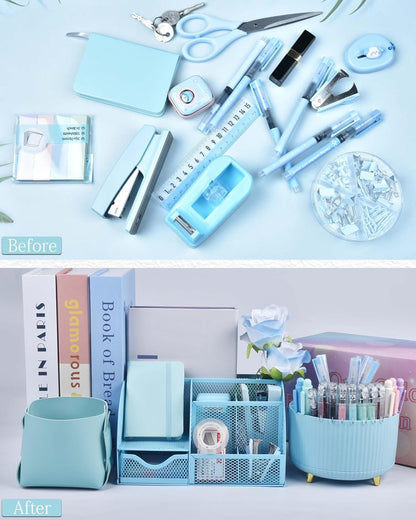 LXEVIHK Pink Desk Accessories 21-Piece Office Supplies Gift Set for Women