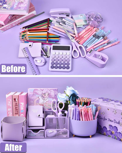 LXEVIHK Pink Desk Accessories 21-Piece Office Supplies Gift Set for Women