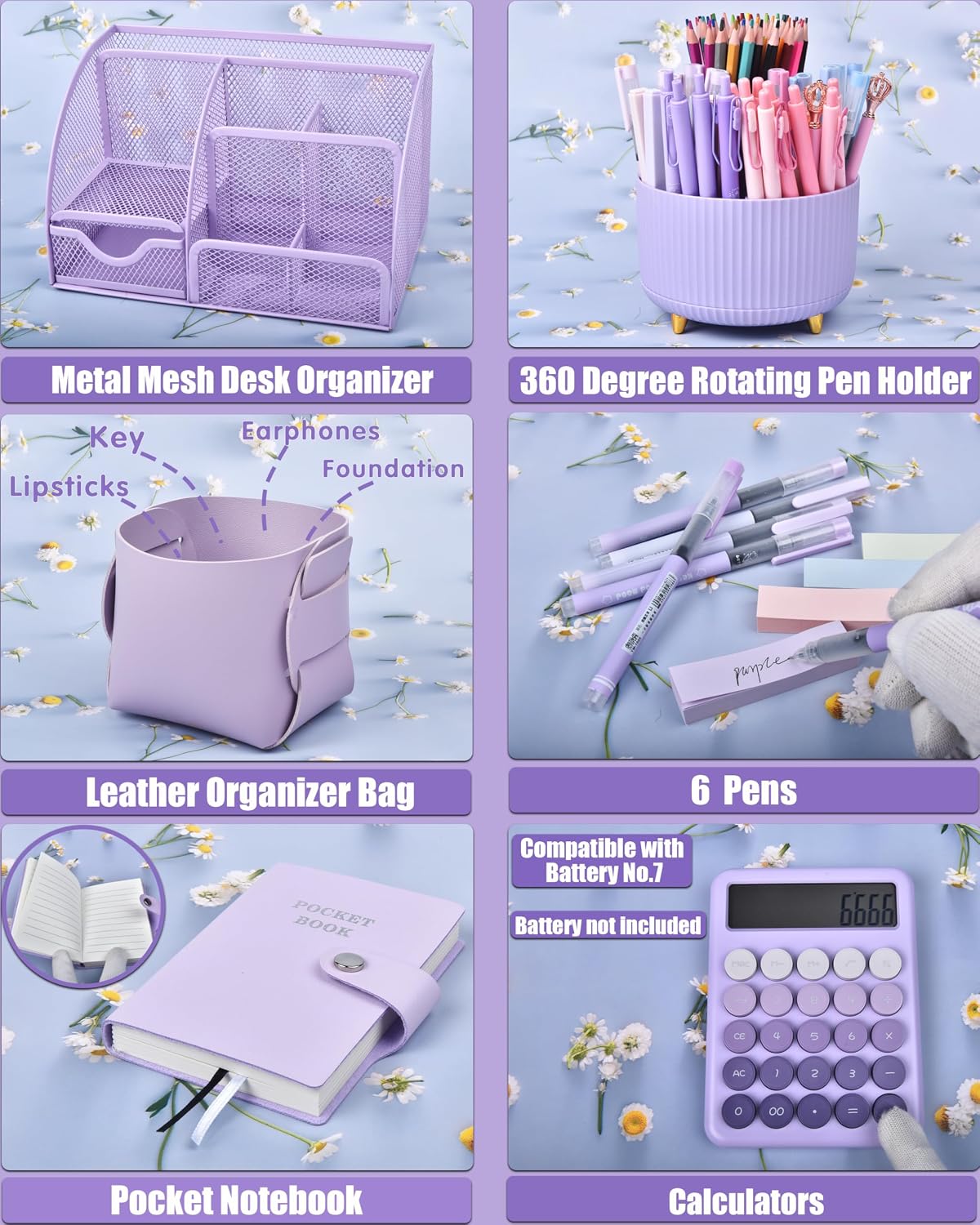 LXEVIHK Pink Desk Accessories 21-Piece Office Supplies Gift Set for Women