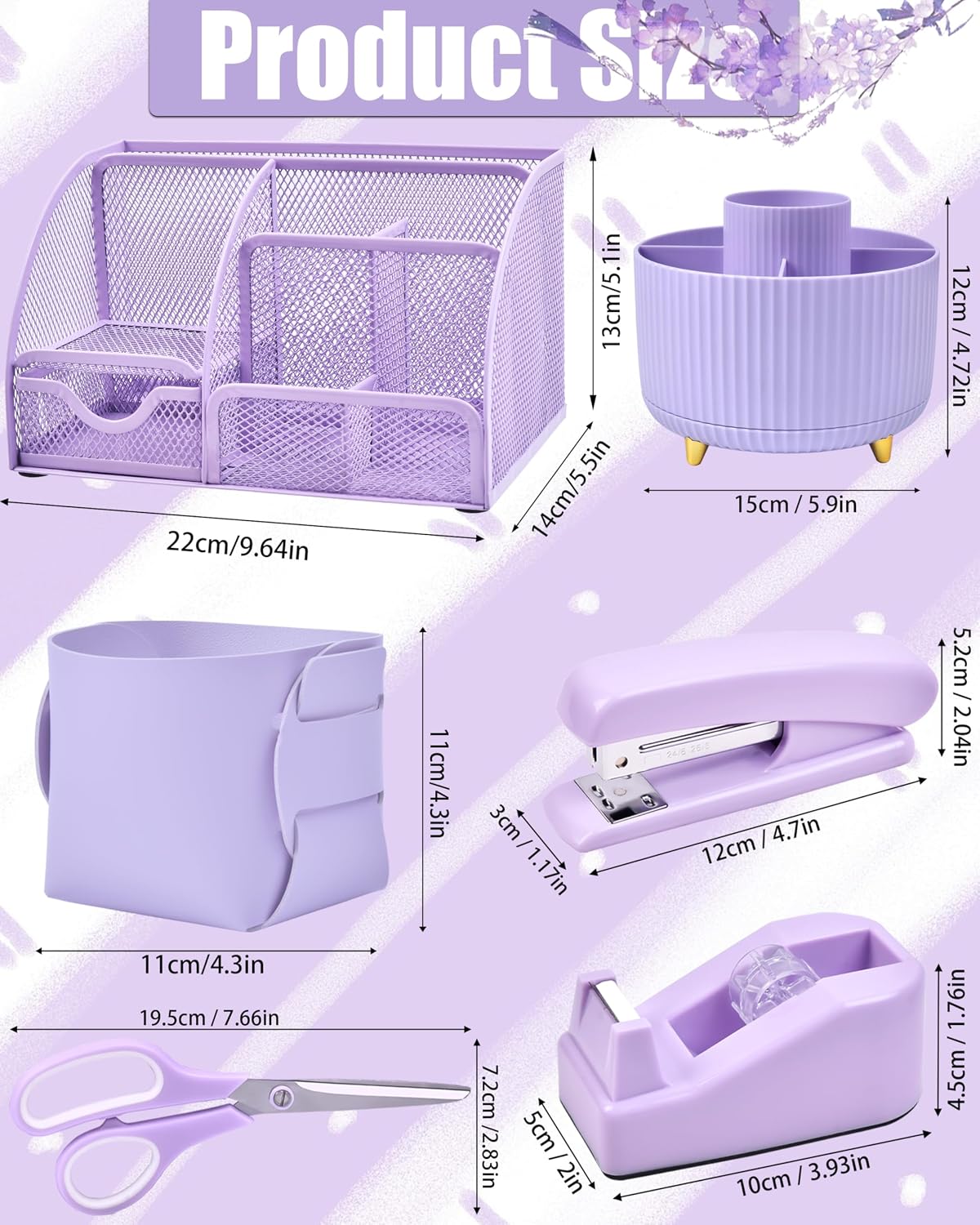 LXEVIHK Pink Desk Accessories 21-Piece Office Supplies Gift Set for Women