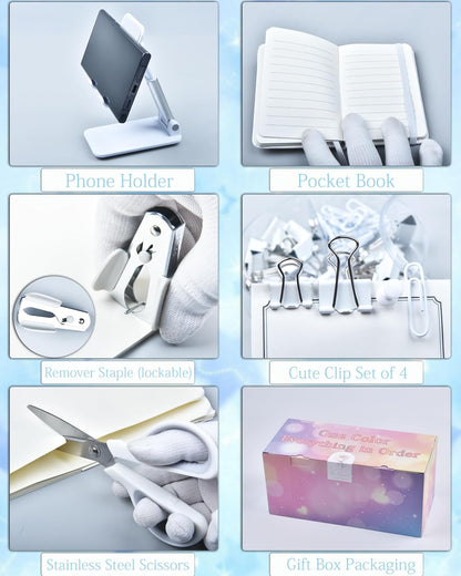 LXEVIHK Pink Desk Accessories 21-Piece Office Supplies Gift Set for Women