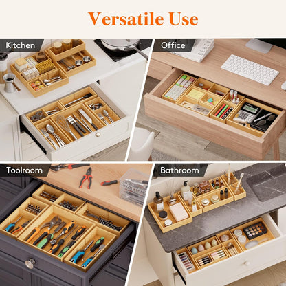 Drawer Organizers 10 Pack(22 Grid) with 12 Inserts