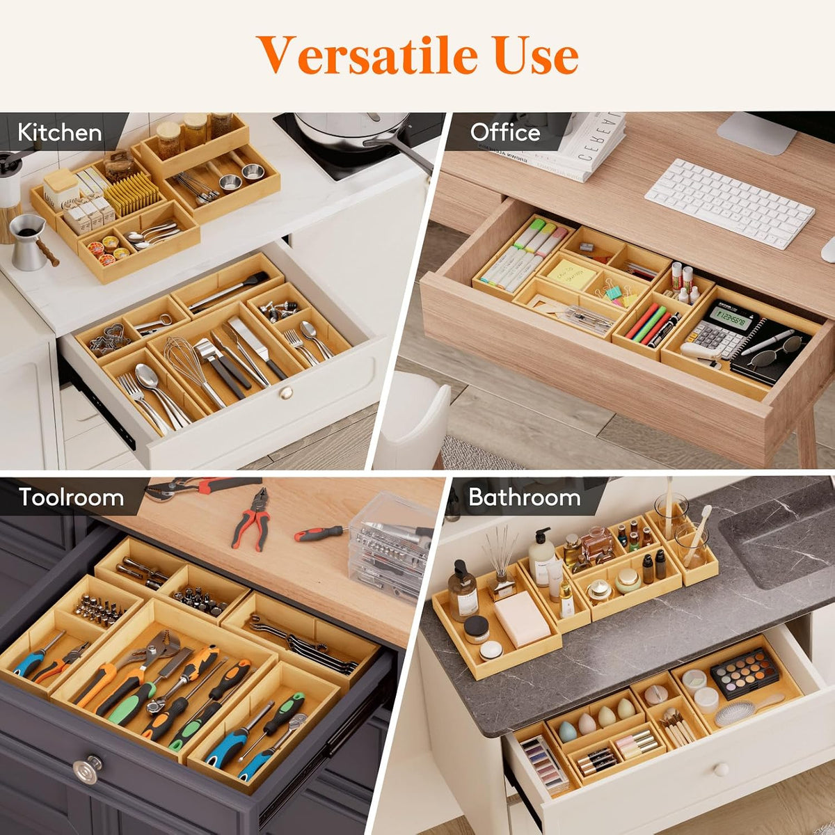 Drawer Organizers 10 Pack(22 Grid) with 12 Inserts