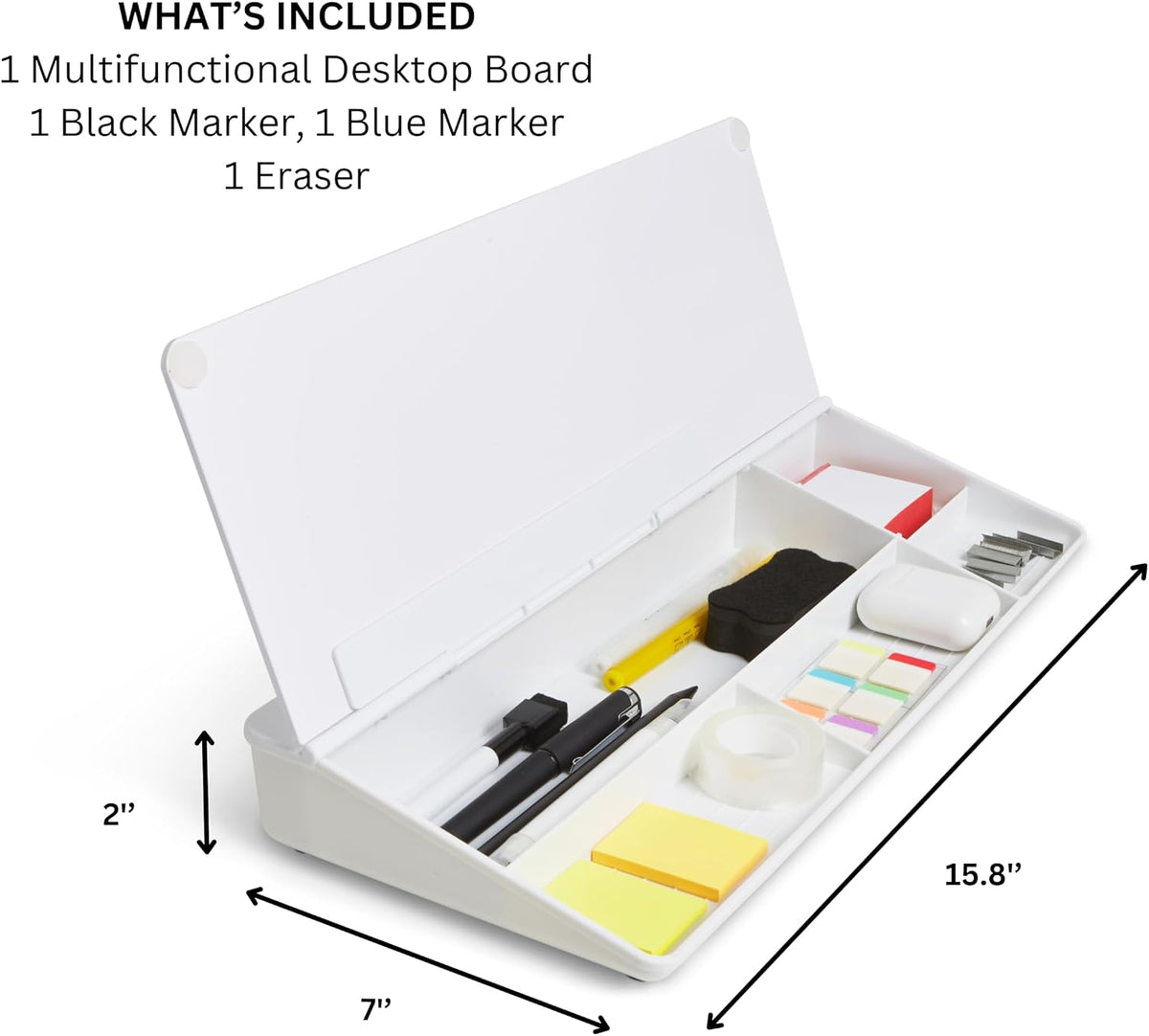 Desktop Whiteboard with Storage Desk White Board Desk Board Glass White Board with Stand Home Office Organizer Phone Holder 15.8X7X2 inches