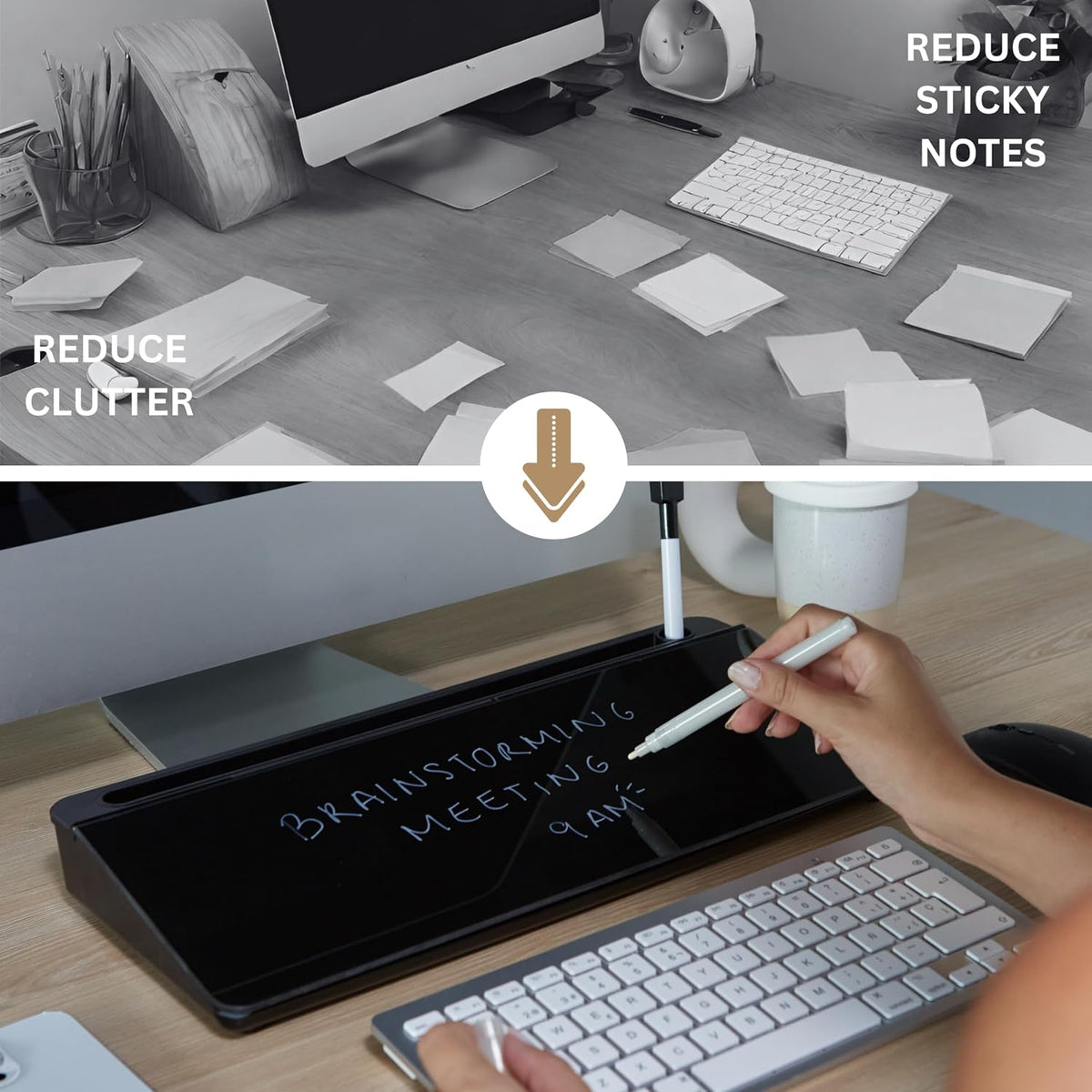Desktop Whiteboard with Storage Desk White Board Desk Board Glass White Board with Stand Home Office Organizer Phone Holder 15.8X7X2 inches