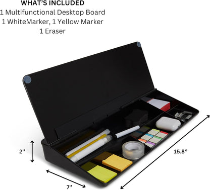 Desktop Whiteboard with Storage Desk White Board Desk Board Glass White Board with Stand Home Office Organizer Phone Holder 15.8X7X2 inches