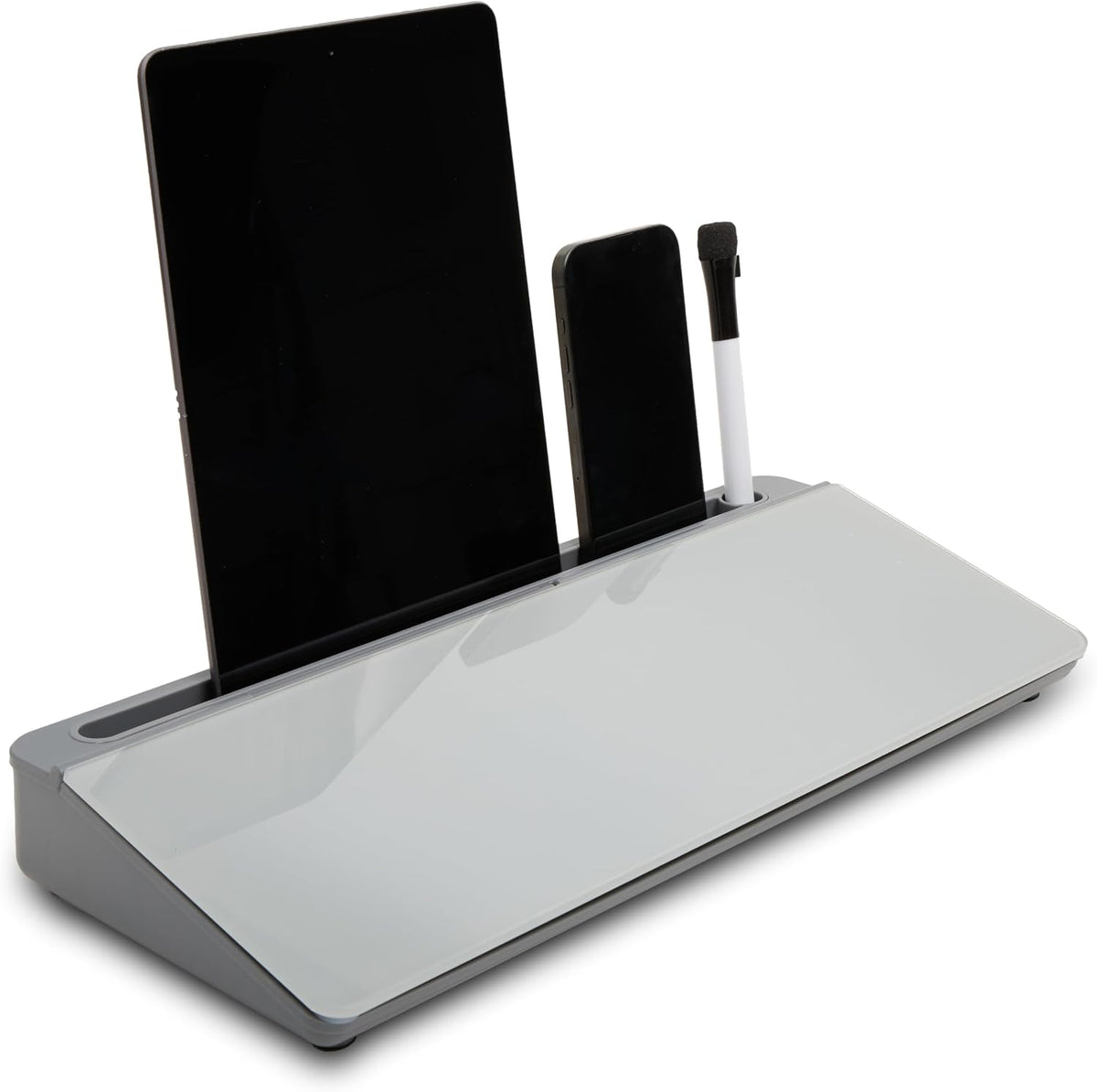 Desktop Whiteboard with Storage Desk White Board Desk Board Glass White Board with Stand Home Office Organizer Phone Holder 15.8X7X2 inches