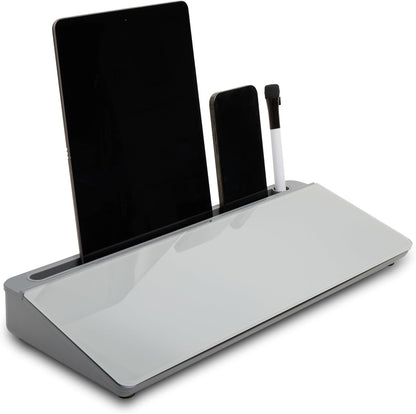 Desktop Whiteboard with Storage Desk White Board Desk Board Glass White Board with Stand Home Office Organizer Phone Holder 15.8X7X2 inches