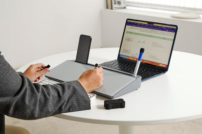 Desktop Whiteboard with Storage Desk White Board Desk Board Glass White Board with Stand Home Office Organizer Phone Holder 15.8X7X2 inches