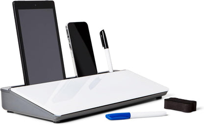 Desktop Whiteboard with Storage Desk White Board Desk Board Glass White Board with Stand Home Office Organizer Phone Holder 15.8X7X2 inches