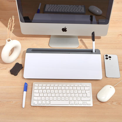 Desktop Whiteboard with Storage Desk White Board Desk Board Glass White Board with Stand Home Office Organizer Phone Holder 15.8X7X2 inches