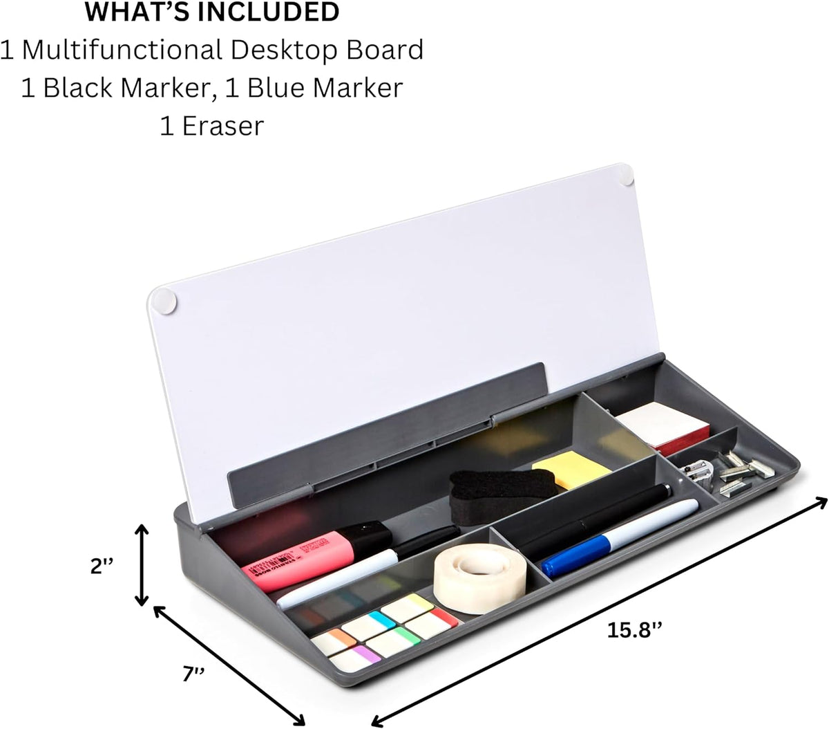 Desktop Whiteboard with Storage Desk White Board Desk Board Glass White Board with Stand Home Office Organizer Phone Holder 15.8X7X2 inches