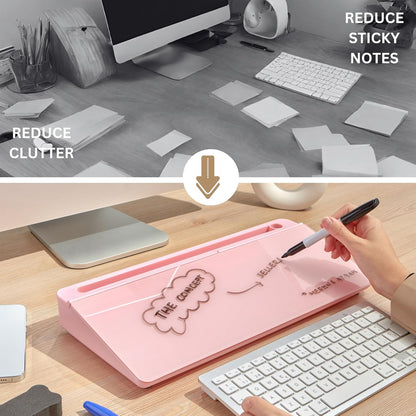 Desktop Whiteboard with Storage Desk White Board Desk Board Glass White Board with Stand Home Office Organizer Phone Holder 15.8X7X2 inches