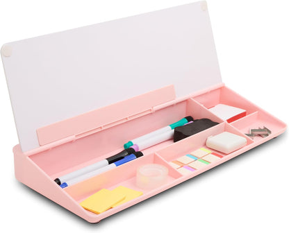 Desktop Whiteboard with Storage Desk White Board Desk Board Glass White Board with Stand Home Office Organizer Phone Holder 15.8X7X2 inches