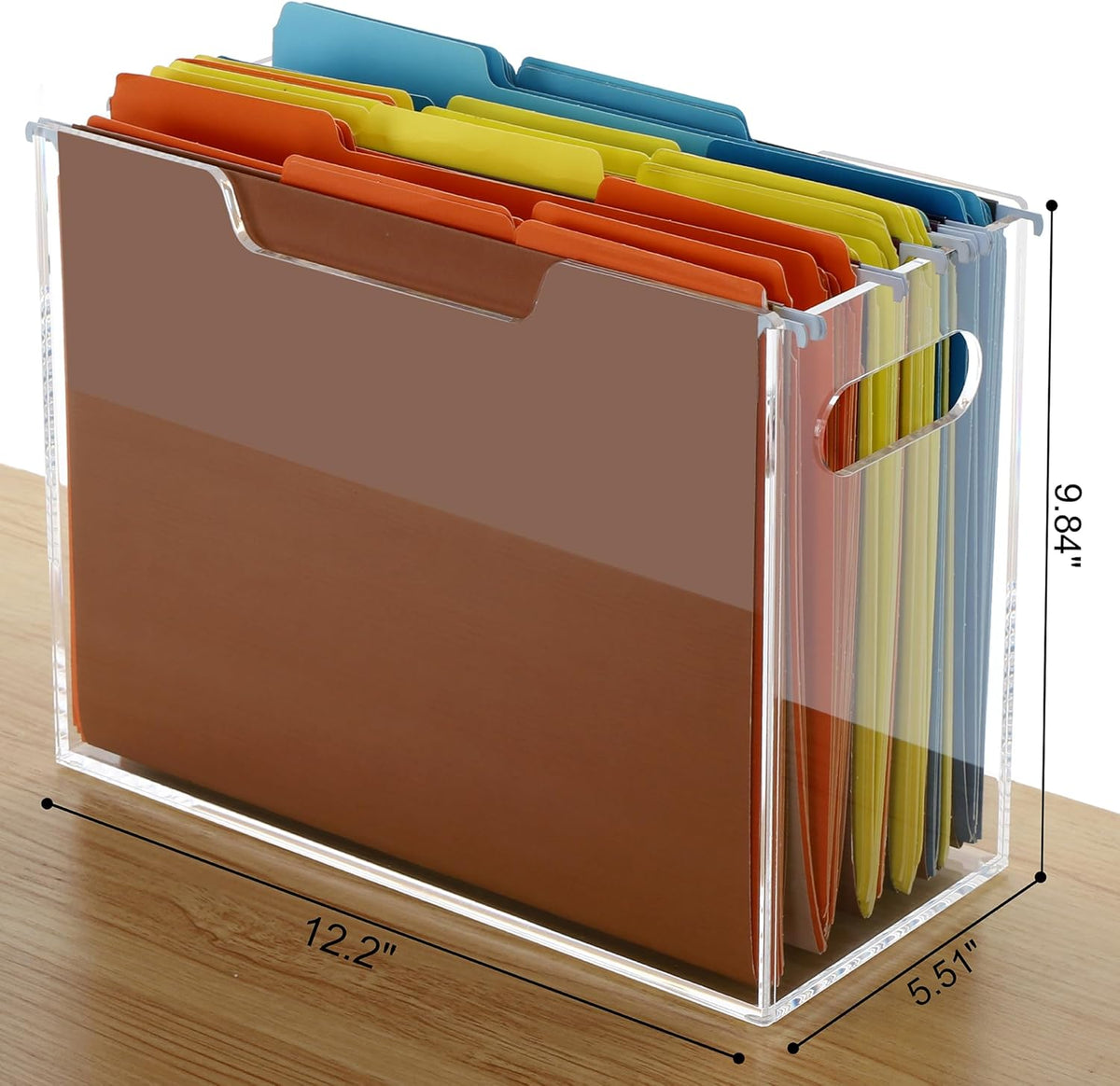 Acrylic File Folder Organizer, Hanging File Organizer Box, File Holder with Handles for Letter Size, Clear File Box Desktop Folder Storage for Office Home Work -1 Pack