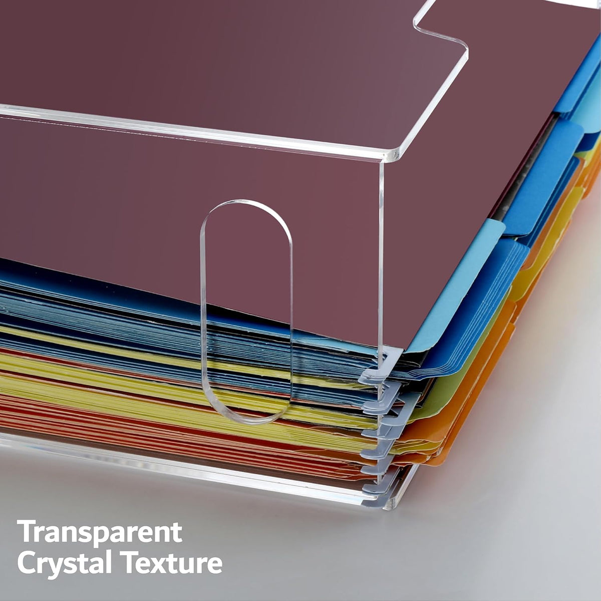 Acrylic File Folder Organizer, Hanging File Organizer Box, File Holder with Handles for Letter Size, Clear File Box Desktop Folder Storage for Office Home Work -1 Pack