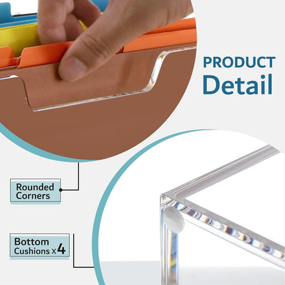 Acrylic File Folder Organizer, Hanging File Organizer Box, File Holder with Handles for Letter Size, Clear File Box Desktop Folder Storage for Office Home Work -1 Pack