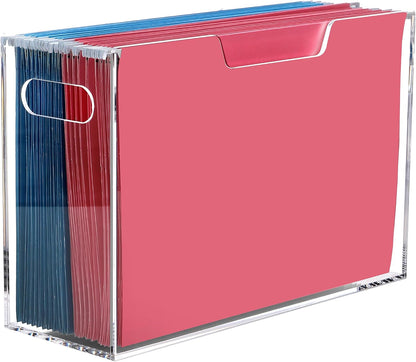 Acrylic File Folder Organizer, Hanging File Organizer Box, File Holder with Handles for Letter Size, Clear File Box Desktop Folder Storage for Office Home Work -1 Pack