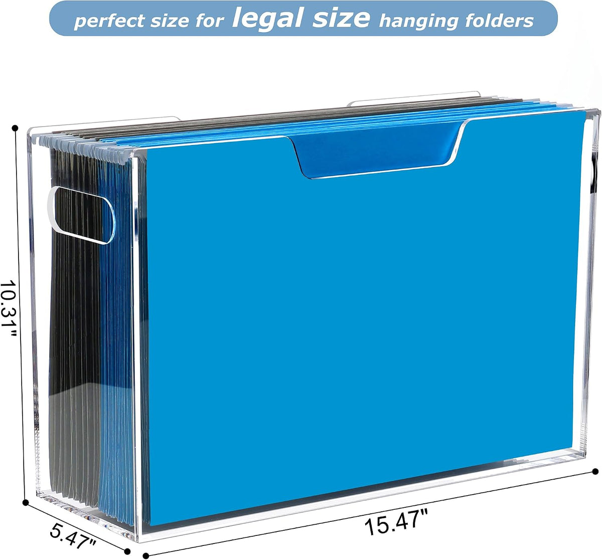 Acrylic File Folder Organizer, Hanging File Organizer Box, File Holder with Handles for Letter Size, Clear File Box Desktop Folder Storage for Office Home Work -1 Pack