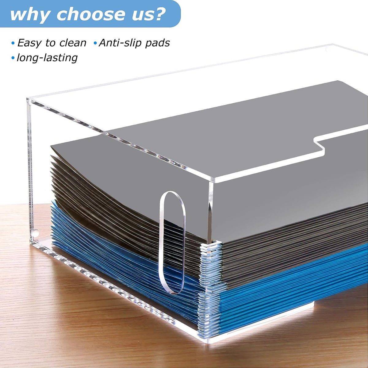 Acrylic File Folder Organizer, Hanging File Organizer Box, File Holder with Handles for Letter Size, Clear File Box Desktop Folder Storage for Office Home Work -1 Pack