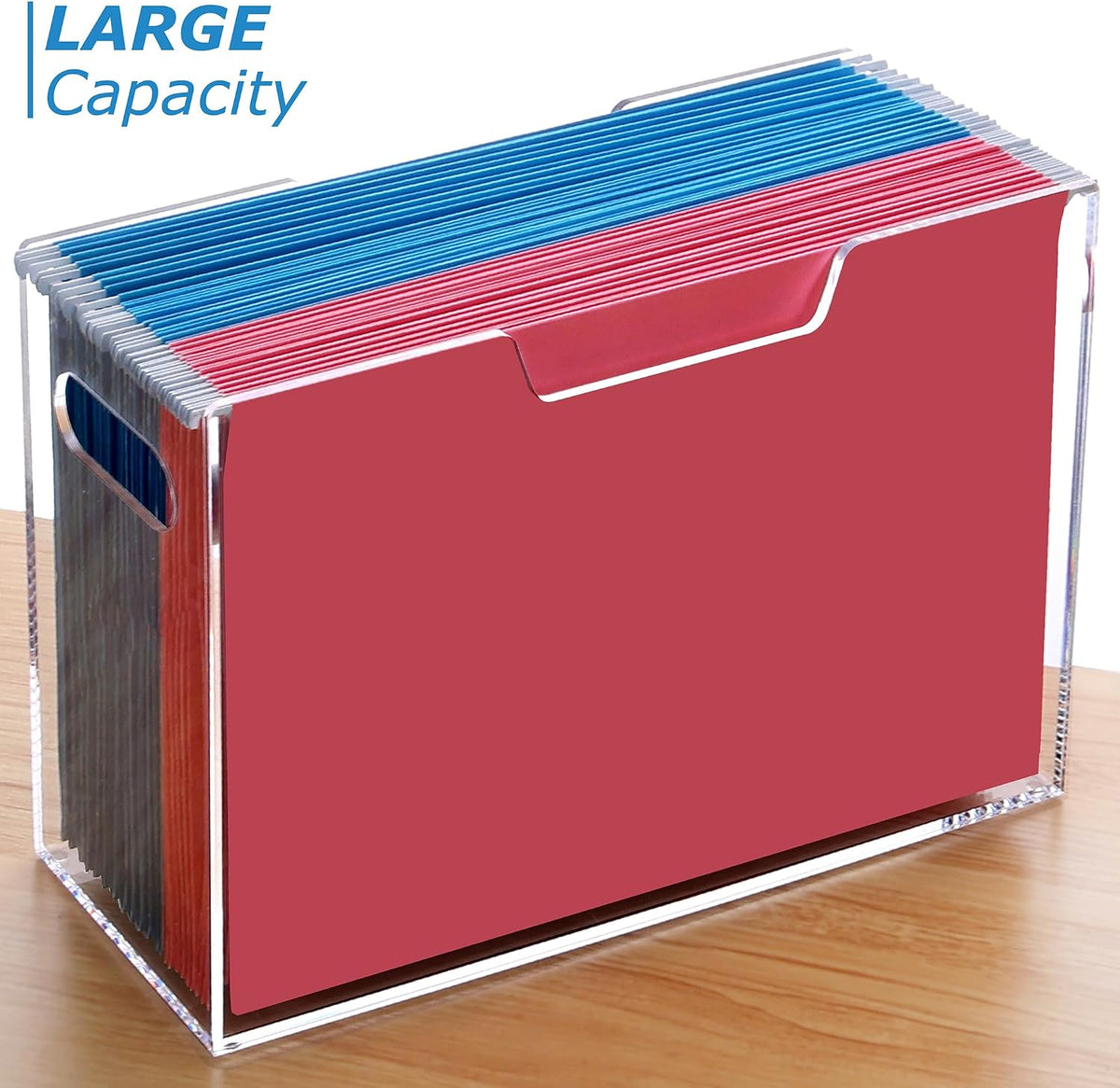 Acrylic File Folder Organizer, Hanging File Organizer Box, File Holder with Handles for Letter Size, Clear File Box Desktop Folder Storage for Office Home Work -1 Pack