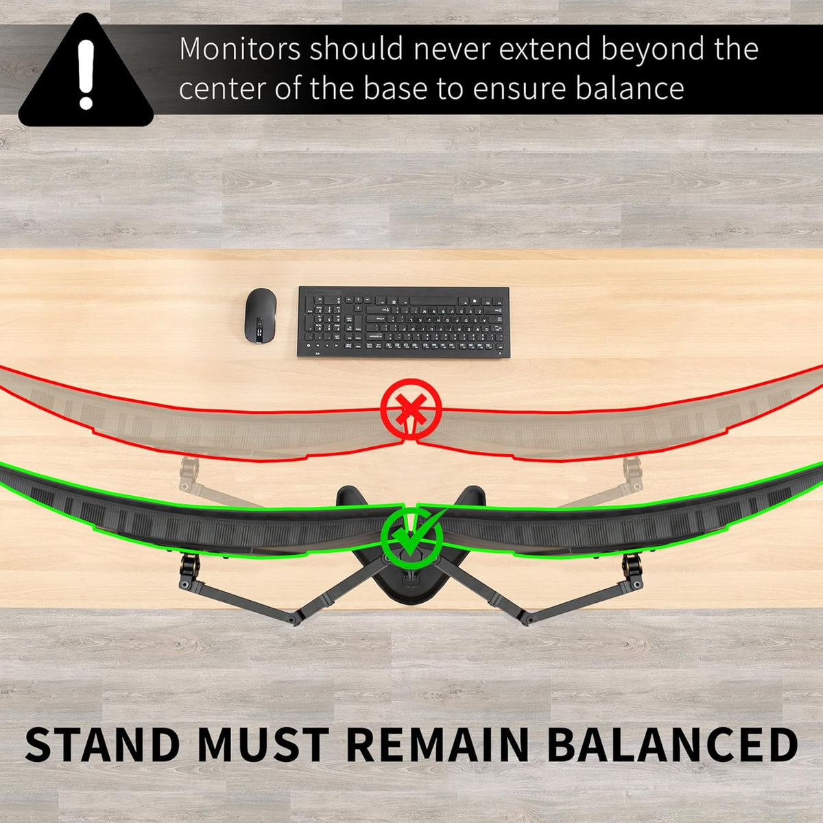 STAND-V002F Dual LED LCD Monitor Free-Standing Desk Stand for 2 Screens up to 27 Inch Heavy-Duty Fully Adjustable Arms with Max VESA 100x100mm