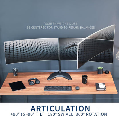 STAND-V002F Dual LED LCD Monitor Free-Standing Desk Stand for 2 Screens up to 27 Inch Heavy-Duty Fully Adjustable Arms with Max VESA 100x100mm