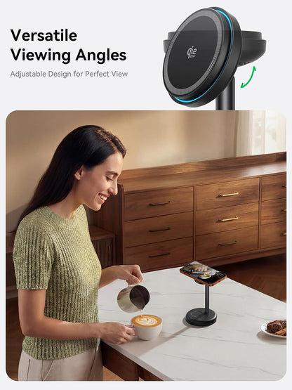 Qi2.2 25W Wireless Charger Stand with Cooling Fan & LED Light
