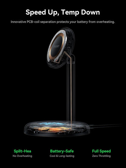 Qi2.2 25W Wireless Charger Stand with Cooling Fan & LED Light