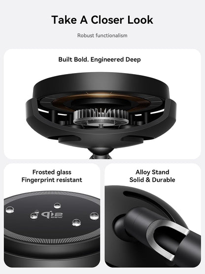 Qi2.2 25W Wireless Charger Stand with Cooling Fan & LED Light