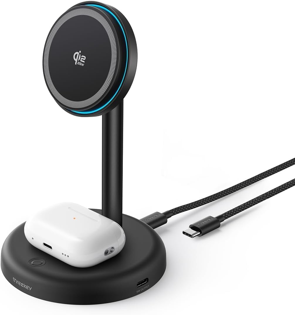 Qi2.2 25W Wireless Charger Stand with Cooling Fan & LED Light