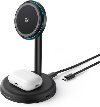 Qi2.2 25W Wireless Charger Stand with Cooling Fan & LED Light