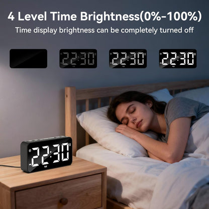 Plug in Digital Alarm Clocks with Rechargeable Backup Battery for Bedrooms Living Room Study Loud Bedside Desk Clock with Memory Function Dual Alarm 3 Modes Weekends Weekdays Every Day for Kids Adults