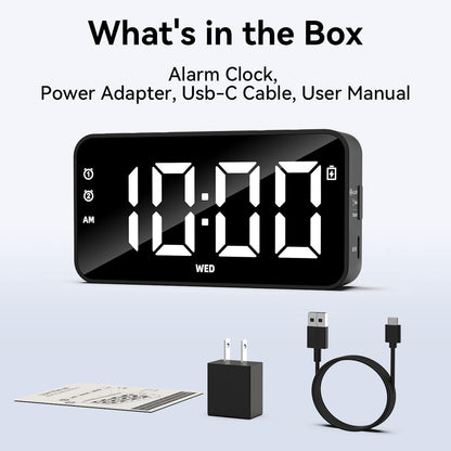 Plug in Digital Alarm Clocks with Rechargeable Backup Battery for Bedrooms Living Room Study Loud Bedside Desk Clock with Memory Function Dual Alarm 3 Modes Weekends Weekdays Every Day for Kids Adults