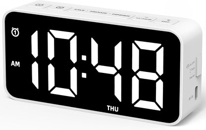 Plug in Digital Alarm Clocks with Rechargeable Backup Battery for Bedrooms Living Room Study Loud Bedside Desk Clock with Memory Function Dual Alarm 3 Modes Weekends Weekdays Every Day for Kids Adults