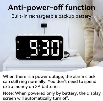Plug in Digital Alarm Clocks with Rechargeable Backup Battery for Bedrooms Living Room Study Loud Bedside Desk Clock with Memory Function Dual Alarm 3 Modes Weekends Weekdays Every Day for Kids Adults