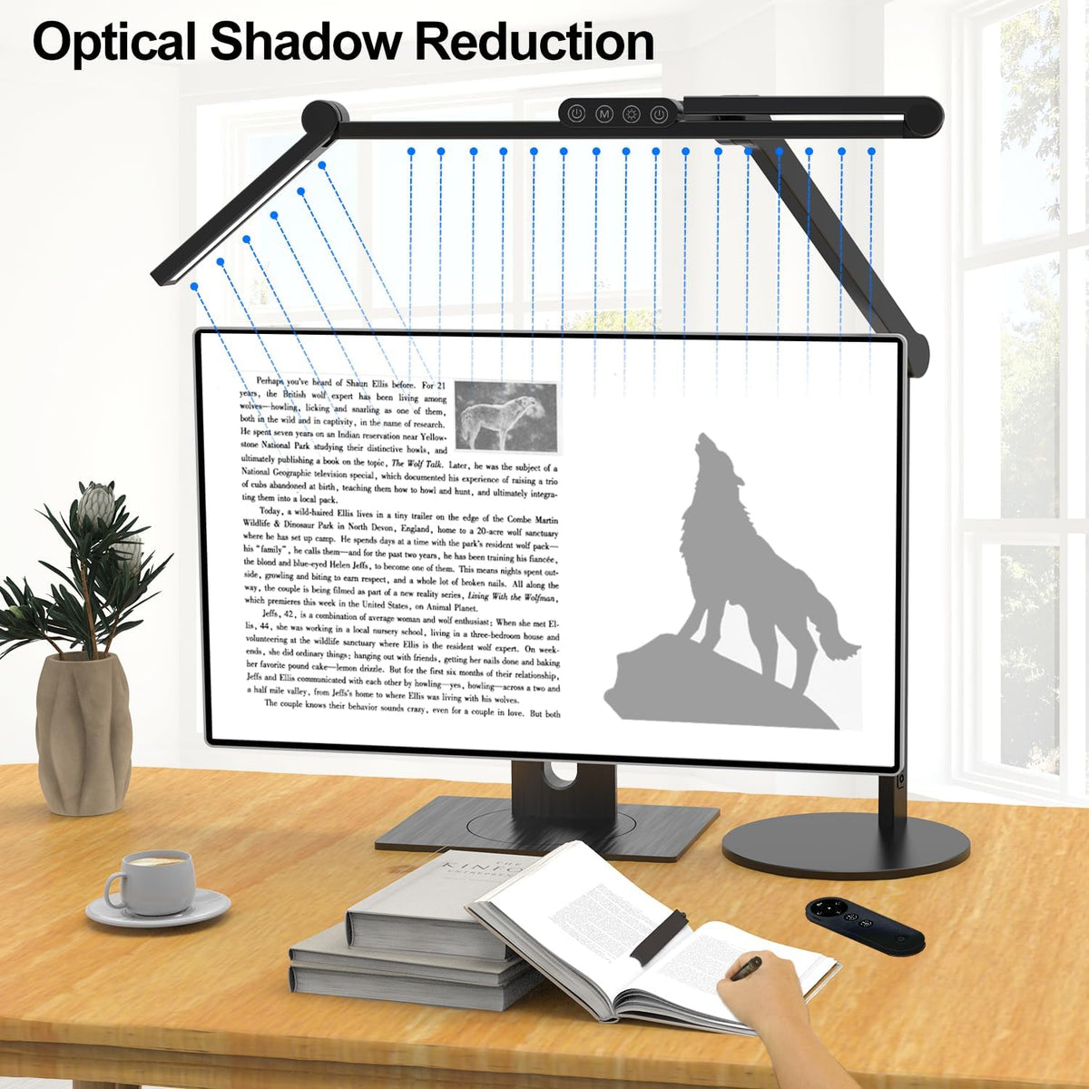 Architect Desk Lamp with Atmosphere Lighting, Adjustable Led Desk Light for Home Office with Base, 24W Bright Auto Dimming Table Light with Rotatable Swing Arm for Workbench Computer