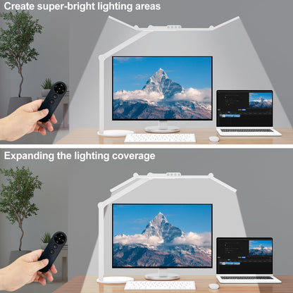 Architect Desk Lamp with Atmosphere Lighting, Adjustable Led Desk Light for Home Office with Base, 24W Bright Auto Dimming Table Light with Rotatable Swing Arm for Workbench Computer