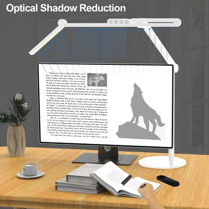 Architect Desk Lamp with Atmosphere Lighting, Adjustable Led Desk Light for Home Office with Base, 24W Bright Auto Dimming Table Light with Rotatable Swing Arm for Workbench Computer