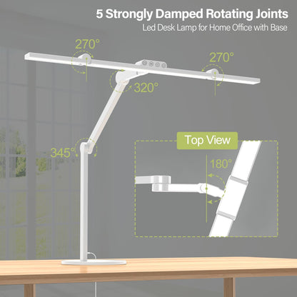 Architect Desk Lamp with Atmosphere Lighting, Adjustable Led Desk Light for Home Office with Base, 24W Bright Auto Dimming Table Light with Rotatable Swing Arm for Workbench Computer