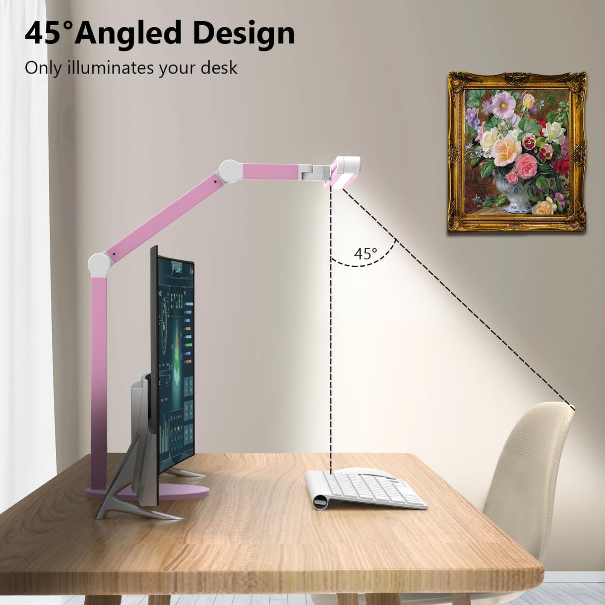 Architect Desk Lamp with Atmosphere Lighting, Adjustable Led Desk Light for Home Office with Base, 24W Bright Auto Dimming Table Light with Rotatable Swing Arm for Workbench Computer