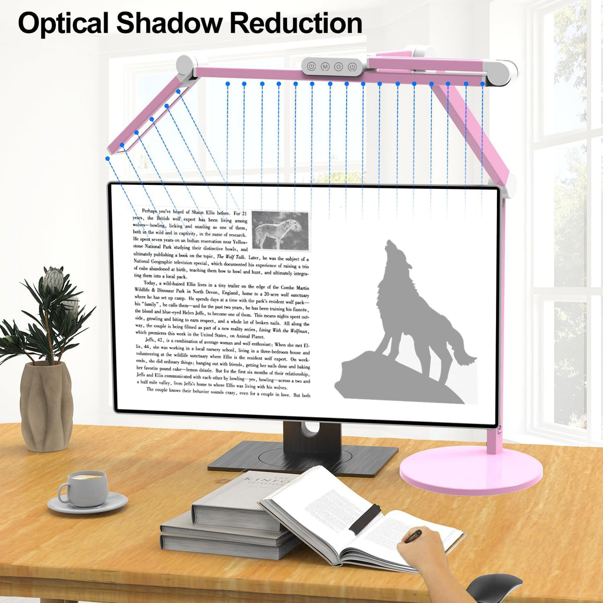 Architect Desk Lamp with Atmosphere Lighting, Adjustable Led Desk Light for Home Office with Base, 24W Bright Auto Dimming Table Light with Rotatable Swing Arm for Workbench Computer