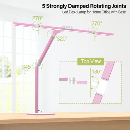 Architect Desk Lamp with Atmosphere Lighting, Adjustable Led Desk Light for Home Office with Base, 24W Bright Auto Dimming Table Light with Rotatable Swing Arm for Workbench Computer
